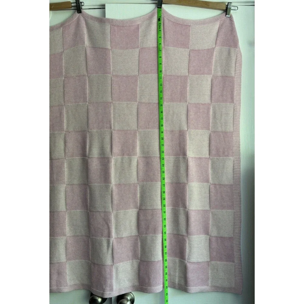 Alashan Cotton Cashmere Blend Charlie Knit Baby Blanket Bermuda Pink Checked